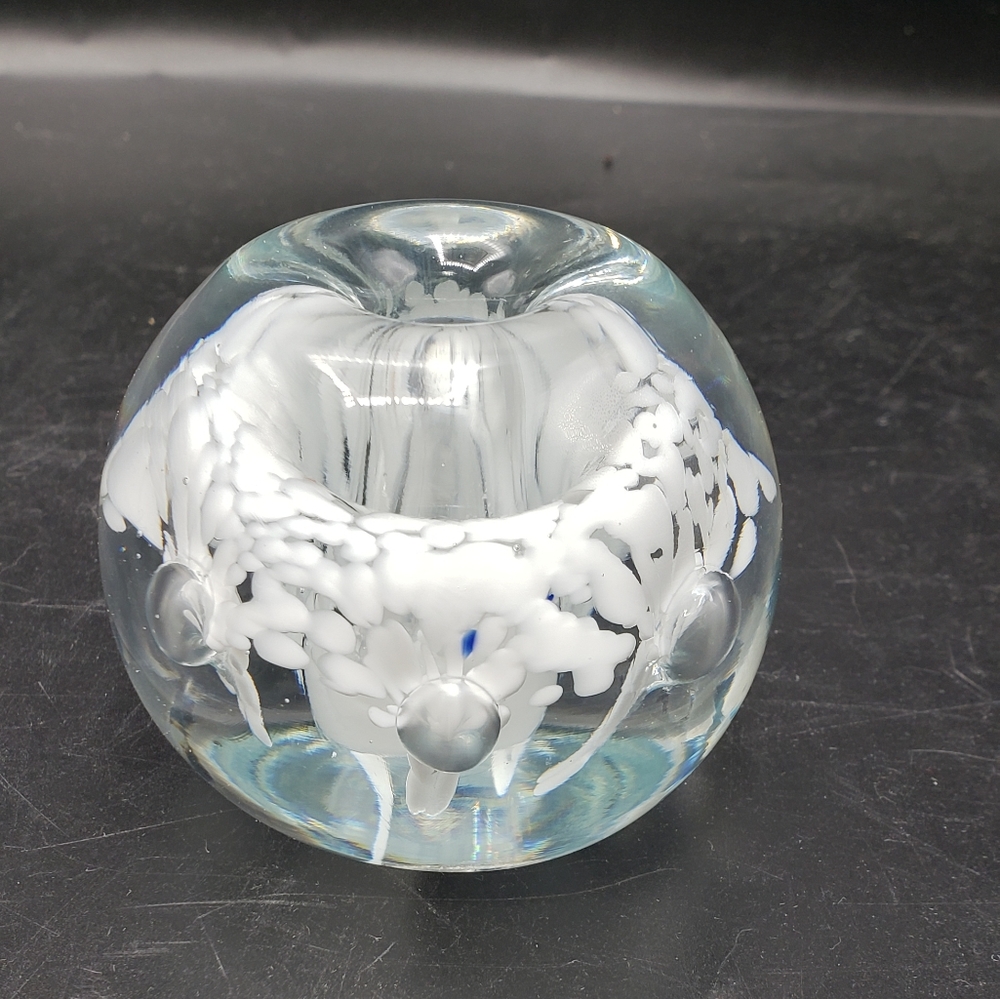 Vintage Art glass paperweight pen holder Kerry Zimmerman signed